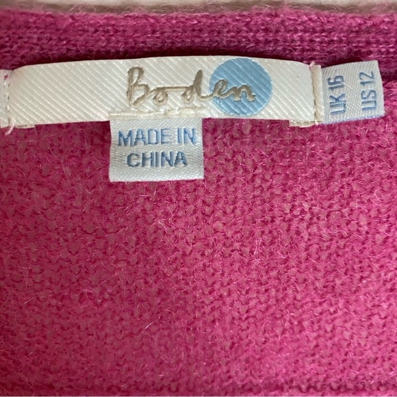 Boden Pink Mohair Wool Button Down
V Neck Cardigan Super Soft Size SZ 12 - Picture 7 of 10